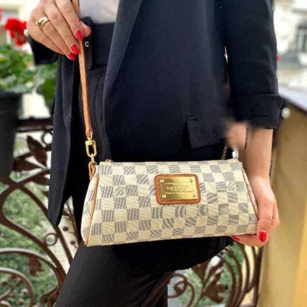 💎✨Authentic✨💎 Louis Vuitton Damier Azur Eva 2 Way Pouch Shoulder Bag